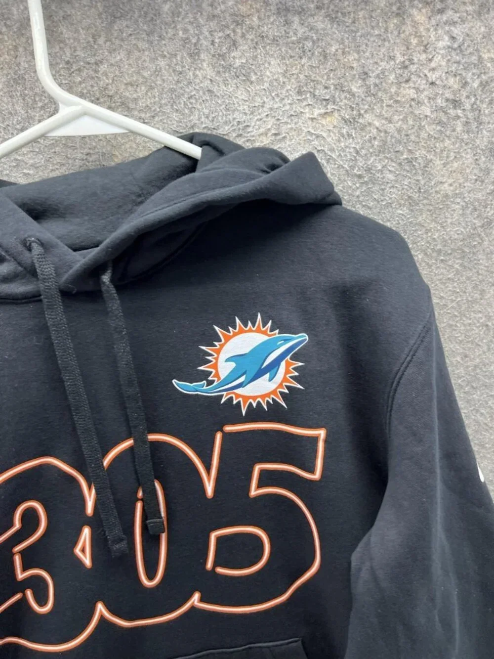 Miami Dolphins Sweatshirt Mens Medium Black Graphic NFL Football Nike Hoodie 305